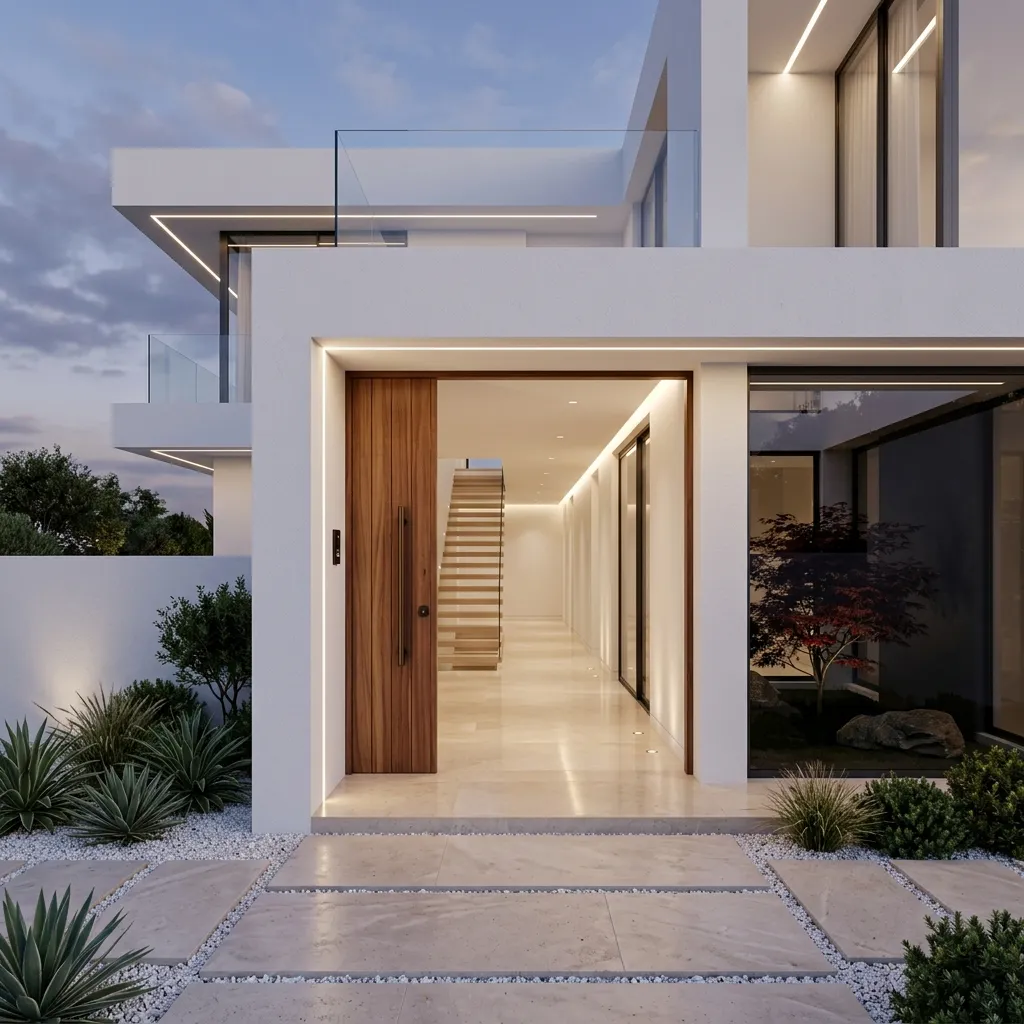 Empty luxury villa hallway